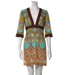 Vintage Original Milly of New York Kimono Sleeve Geometric Print Mini Dress Sz6